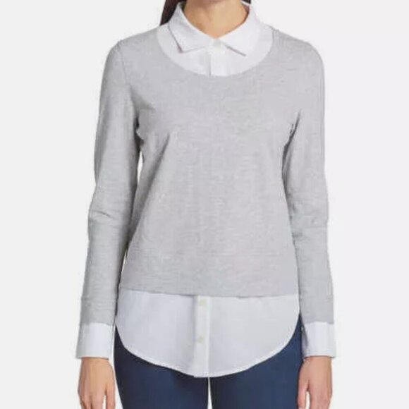 Tommy Hilfiger Long Sleeve Blouse in Stone Gray - Picture 2 of 11